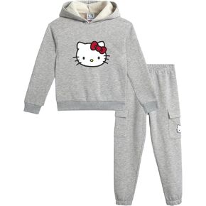 Hello Kitty Girls' Sweatsuit Set - 2 Piece Hoodie Sweatshirt and Joggers Sweatpants - Cargo Pants Set for Girls (2T-12)