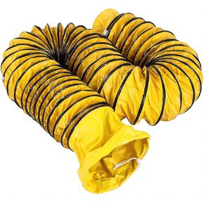 16FT Ducting Hose 8IN PVC Flexible Duct Hosing with Adjustable Rope S Hook & Steel Support for Utility Blower Exhaust Fan (8''x16ft)