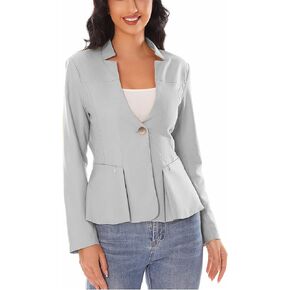 Women's Open Front Office Work Business Crop Suit Blazer Jacket