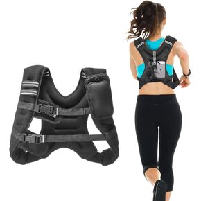 VEVOR Weighted Vest, 12/16/20/30 lbs Weight Vest with Reflective Stripe, Adjustable Buckle Body Weight Vest, Workout Equipment for Strength Training, Running, Jogging, Fitness, and Weight Loss