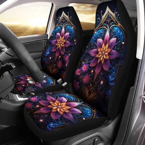 Bulopur Red Boho Mandala Flowers Printed Car Seat Covers for Women Men Xmas Car Decor Protective Seat Cushion for Sedan SUV Truck Auto