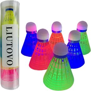LED Badminton Birdies, Plastic Light Up Birdies Glow in The Dark Nylon Lighting Birdies Shuttlecock for Indoor Outdoor Sports Activities