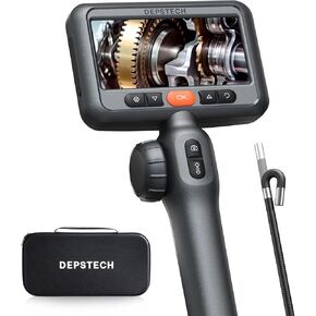 DEPSTECH 210° Two-Way Articulating Borescope Tool, Industrial Endoscope Camera with Lights, 0.24in Slim Probe, 5ft Waterproof Flexible Snake Tube,Video Inspection Scope Camera for Automotive Mechanics