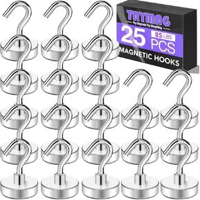 خطافات TRYMAG المغناطيسية، 40 رطلًا + مغناطيسات شديدة التحمل مع خطافات للتعليق، وخطافات مغناطيسية لكبائن الرحلات البحرية، والثلاجة، والمكتب، والشواية، والمطبخ (6 عبوات)