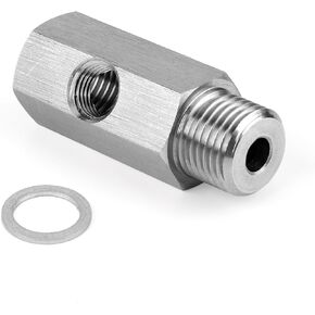 Oil Pressure Sensor Adapter, 1/8 NPT Tee with Gasket M16x1.5 Stainless Steel Oil Pressure Gauge Fitting Connector for Turbo Supply Feed Line Car Truck SUV