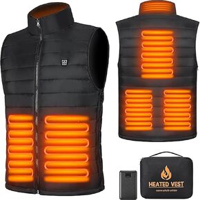 Heated Vest for Men Women with 7.4V 16000 mAh Battery Pack, Heated Jackets for Men Women 3 Heating Levels Adjustable Size (US, Alpha, X-Large, XX-Large, Regular, Regular, Black)