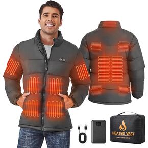 Heated Vest for Men with 7.4V 16000mAh Battery Pack, Heated Jackets for Men12 Heating Zones 3 Heating Levels