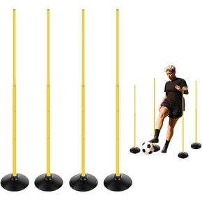TNZMART 4.9FT Adjustiable Height Agility Poles Soccer Telescopic Training Sticks Multi-Purpose Coaching Poles with Rubber Base