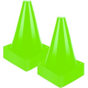 7 Inch Plastic Training Traffic Cones, 12 or 24 Pack, Sport Cones, Agility Field Marker Cones for Soccer Basketball Football Drills Sport Training, Outdoor Activity or Practice (5 Colors)