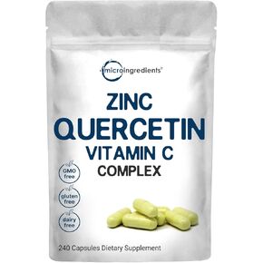 Micro Ingredients Quercetin Supplements with Zinc & Vitamin D3, 1,000mg Per Serving, 240 Capsules | 3 in 1 – Quercetin 1,000mg, Zinc Picolinate 50mg, & Vitamin D 5,000iu | Immune Support | Non-GMO
