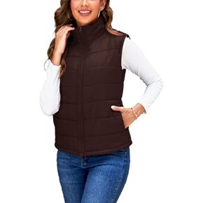 Women’s Crop Puffer Vest Lightweight Stand Collar Sleeveless Fall Winter Zip Up Outerwear with Pockets