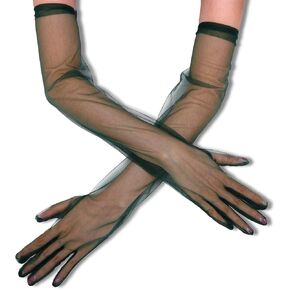 CASDRE Long Tulle Gloves Elbow Length Bridal Arm Sleeves Prom Halloween Costume Sheer Gloves for Women in Kuwait
