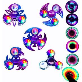Fidget Spinners Pop It Fidget Toys with LED Lights 5 pcs Fidget Pack Relax Therapy for Kids & Adult, Stress Relief & Anti-Anxiety Sensory Toys, Brain Imagine Tools, Decompression Toys…