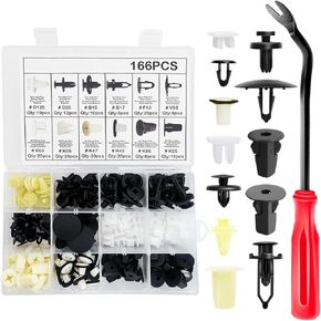 Car Retainer Clips &Screw Grommets 12 Most Popular Sizes & Fastener Remover Applications for GM Toyota Honda Nissan Mazda (166PCS)