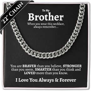 Love You This Much To My Brother 316L Surgical Steel 7mm Cuban Necklace | Gift for Brother from Sister | Big Brother Christmas Gift | Birthday Gift for Brother from Sister | Gift for Little Brother