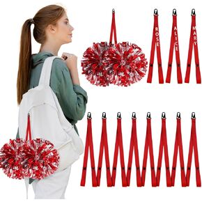 12 Pcs Personalized Pom Holder for Cheerleading Accessories for Cheerleading Adjustable Cheerleader Red Pom Poms Holder Cheerleading Gifts, No Pom Poms