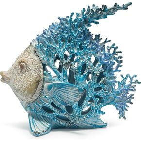 Hodao Sea Coral Fish Figurines Decoration Summer Sea Tropical Fish Decor Spring Garden Coral Fish Crafts Sea Tropical Fish Figurines for Home Office Decoration (White)