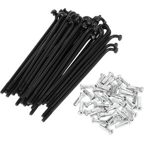 Motoforti Universal Bicycle Spokes Bike Wheel Spokes 14G Carbon Steel Black 1 Set