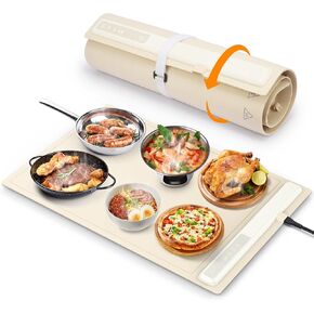 Electric Warming Tray with Adjustable Temperature, Flexible Food Warmer Fast Heating, Portable Electric Warming Hot Plates Trays to Keep Food Warm for Parties Buffets, Restaurants, Dinners(24x16in)