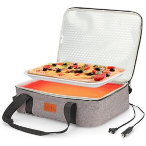 Food Warmer Electric Casserole Carrier - Large Heated Lunch Bag for Car Truck, 12V/24V/110V, Thermos for hot food for Potluck Cookouts Parties Picnic,Lasagna Lugger,Fits 9"x13" Baking Pan