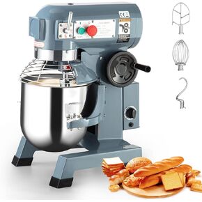 Commercial Food Mixer, Takywep Commercial Mixer 10QT 450W, 3 Speed 130/233/415RPM Heavy Duty Stand Food Mixer Commercial with Stainless Steel Bowl, for Bakery Pizzeria
