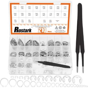 303Pcs 304 Stainless Steel M1.5-M10 E-Clip Circlip Retaining Rings Assortment Kit and M4-M28 C-Clip External Snap Rings Assortment Kit with Tweezers