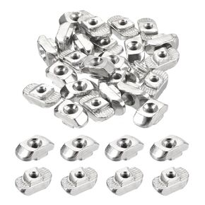 uxcell 50Pcs M6 T Nuts Sliding T Slot Nut Fastener Carbon Steel Nickel Plated Half Round Roll in Sliding Aluminum Profile Accessories 4545 Series