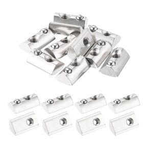 uxcell 50Pcs M4 T Spring Nut Fastener Carbon Steel Nickel Plated Half Round Roll in Spring T Slot Nut for t-Slot Aluminum Profile 3D Printer, CNC Router 2020 Series