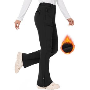 Hiauspor Womens-Snow-Ski-Pants-Fleece-Lined-Water-Resistant Insulated Thermal Flare Warm for Snowboard Winter Hiking
