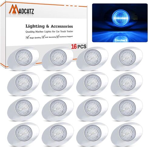 MADCATZ 3 بوصة (حزمة من 16) عدسة واضحة العنبر 3 LED أضواء مؤشر جانبية بيضاوية صغيرة مع إطار من الكروم لمقطورة شاحنة RV قارب بيك اب حافلة شاحنة 12 فولت تيار مستمر لوحة الكابينة سطح جبل Q012 in Saudi Arabia