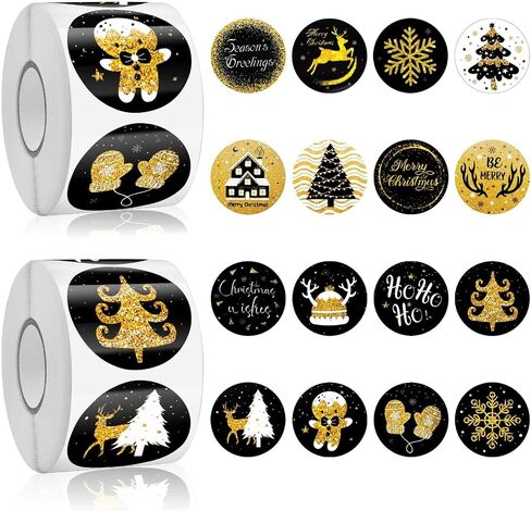 1000PCS Christmas Stickers Labels Kalolary 16 Patterns Adhesive Round Christmas Tags Colorful Xmas Decorative Envelope Seals Sticker for Craft Scrapbooking Party Christmas Decoration (2 Rolls) in Saudi Arabia