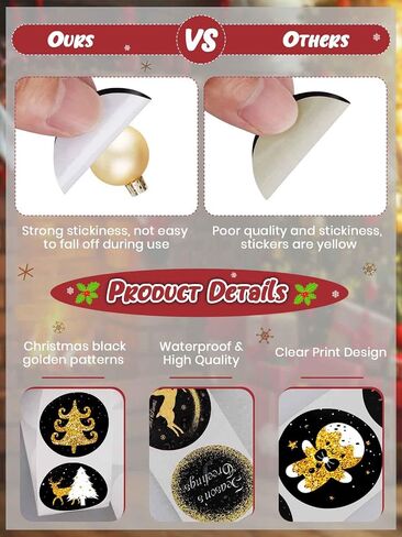 1000PCS Christmas Stickers Labels Kalolary 16 Patterns Adhesive Round Christmas Tags Colorful Xmas Decorative Envelope Seals Sticker for Craft Scrapbooking Party Christmas Decoration (2 Rolls) in Saudi Arabia