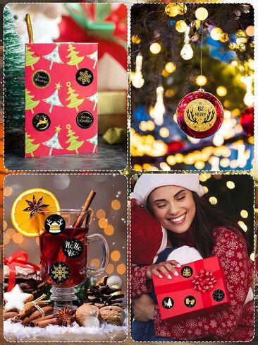1000PCS Christmas Stickers Labels Kalolary 16 Patterns Adhesive Round Christmas Tags Colorful Xmas Decorative Envelope Seals Sticker for Craft Scrapbooking Party Christmas Decoration (2 Rolls) in Saudi Arabia