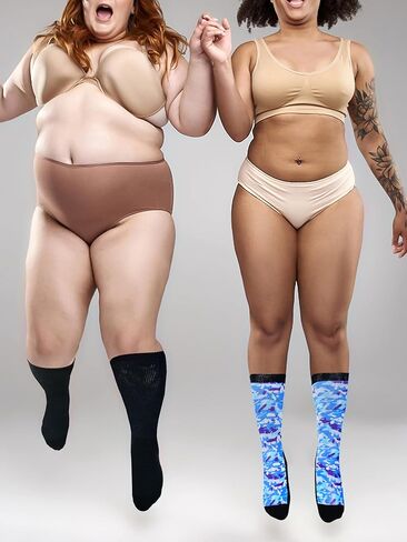 Artdear Colorful Bamboo Diabetic Socks for Men & Women - 2 Pairs Non Binding Extra Wide Crew Socks (US, Alpha, Large, Regular, Regular, White) in Kuwait