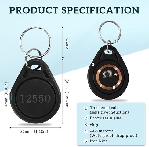 10 pcs 26 Bit Key Fobs Black RFID Keyfobs Writable Proximity Fob 125kHz Prox Cards Compatable with ISOProx 1386 1326 1346 H10301 Format Readers, Works with Vast Majority of Access Control Systems in Kuwait