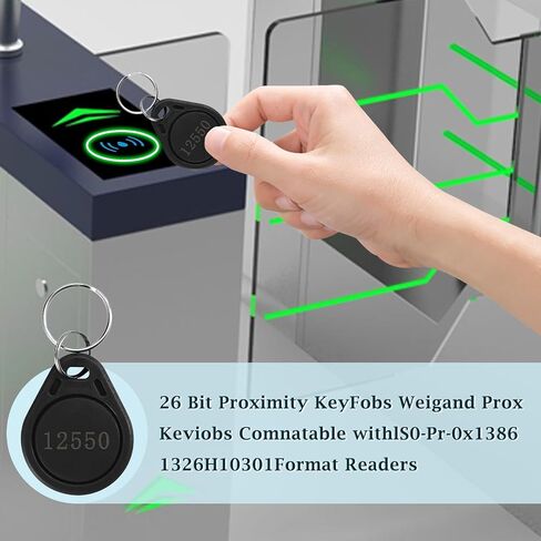 10 pcs 26 Bit Key Fobs Black RFID Keyfobs Writable Proximity Fob 125kHz Prox Cards Compatable with ISOProx 1386 1326 1346 H10301 Format Readers, Works with Vast Majority of Access Control Systems in Kuwait