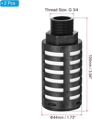 PATIKIL Pneumatic Muffler G 3/4, 2 Pack Plastic Air Compressor Exhaust Muffler Filters Air Solenoid Valve Muffler Fitting for Automation Pneumatic Equipment, Black in Kuwait