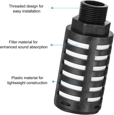 PATIKIL Pneumatic Muffler G 3/4, 2 Pack Plastic Air Compressor Exhaust Muffler Filters Air Solenoid Valve Muffler Fitting for Automation Pneumatic Equipment, Black in Kuwait