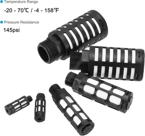 PATIKIL Pneumatic Muffler G 3/4, 2 Pack Plastic Air Compressor Exhaust Muffler Filters Air Solenoid Valve Muffler Fitting for Automation Pneumatic Equipment, Black in Kuwait