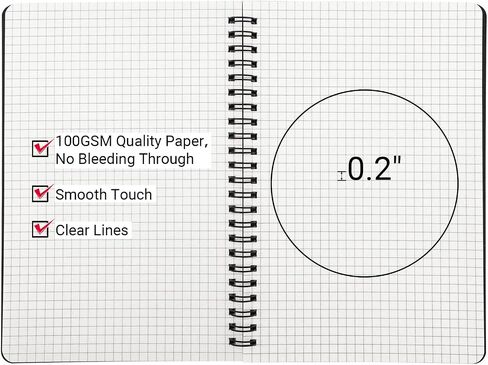 EUSOAR Graphing Notebook, Large A4 6Packs 8.5"x11" 120 Pages Graph Paper Notebook Spiral, Hardcover Spiral Grid Paper Notebook Composition for Math Science Engineering Artist Drawing-Black in Saudi Arabia