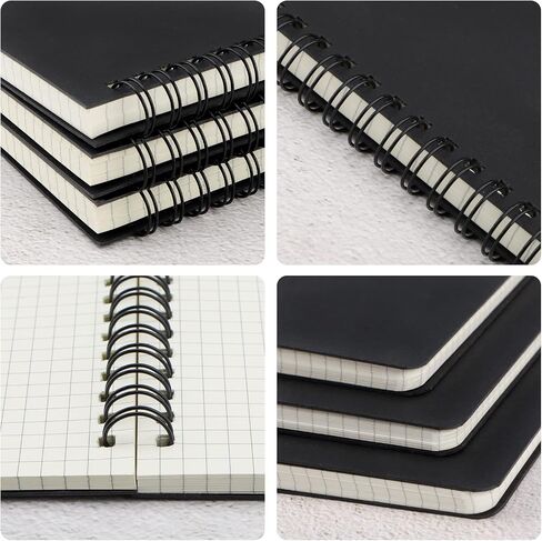 EUSOAR Graphing Notebook, Large A4 6Packs 8.5"x11" 120 Pages Graph Paper Notebook Spiral, Hardcover Spiral Grid Paper Notebook Composition for Math Science Engineering Artist Drawing-Black in Saudi Arabia