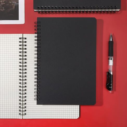 EUSOAR Graphing Notebook, Large A4 6Packs 8.5"x11" 120 Pages Graph Paper Notebook Spiral, Hardcover Spiral Grid Paper Notebook Composition for Math Science Engineering Artist Drawing-Black in Saudi Arabia
