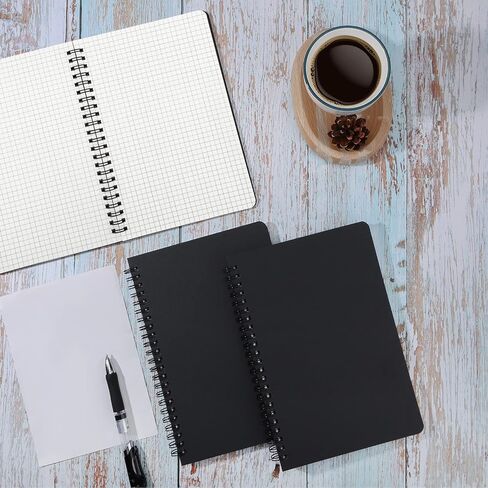 EUSOAR Graphing Notebook, Large A4 6Packs 8.5"x11" 120 Pages Graph Paper Notebook Spiral, Hardcover Spiral Grid Paper Notebook Composition for Math Science Engineering Artist Drawing-Black in Saudi Arabia