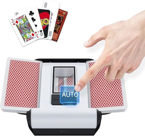 1-2 Decks Automatic Card Shuffler, One Button Automatic and Manual Mode, Portable Low- Noise Electric Shuffling Machine, Suitable for UNO, Poker, Phase 10, Skip-Bo, Card Games in Saudi Arabia