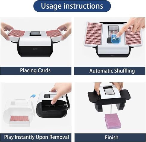 1-2 Decks Automatic Card Shuffler, One Button Automatic and Manual Mode, Portable Low- Noise Electric Shuffling Machine, Suitable for UNO, Poker, Phase 10, Skip-Bo, Card Games in Saudi Arabia