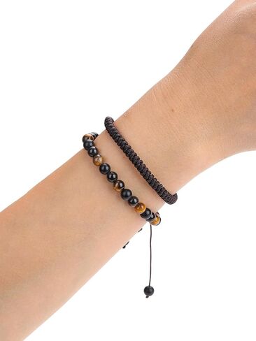 Jovivi Natural Stone Beaded Healing Bracelets for Men 6mm Healing Tiger Eye Obsidian Matte Onxy Hematite Beads Mens Crystal Bracelet Set for BF Husband Him Birthday Gifts in Saudi Arabia