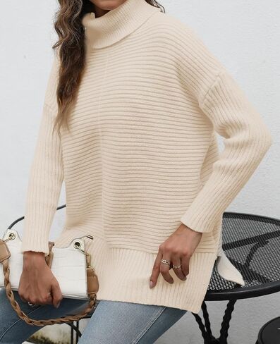 MixShe Womens Sweaters Fall Fashion Clothes Long Sleeve Tops Casual Turtleneck Shirts Ladies Trendy Cozy Pullover Sweatshirt in Saudi Arabia