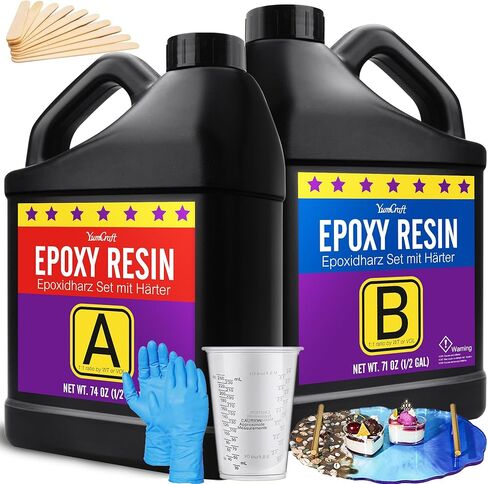 راتنجات الإيبوكسي - مجموعة راتنجات الإيبوكسي الشفافة الكريستالية بوزن 72 أونصة، خالية من الفقاعات، مضادة للاصفرار، ذاتية التسوية، راتنجات فنية عالية اللمعان للحرف الفنية التي تصنعها بنفسك، والمجوهرات، والطاولة، والقوالب، وصديقة للمبتدئين في صناعة الراتنج in Kuwait