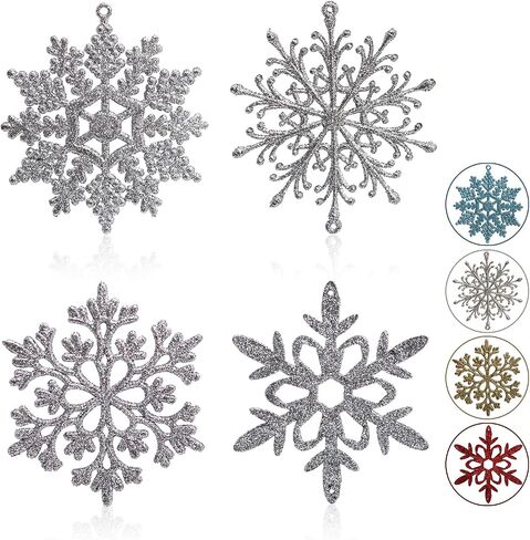 Glitter Snowflake Ornaments, Black Snowflakes Halloween Christmas 40pcs Hanging Decorations for Xmas,Holiday and Party in Saudi Arabia