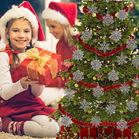 Glitter Snowflake Ornaments, Black Snowflakes Halloween Christmas 40pcs Hanging Decorations for Xmas,Holiday and Party in Saudi Arabia